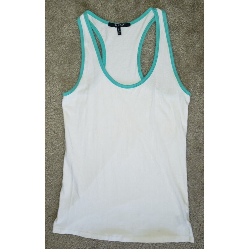 Hype Tank Top White/Blue Made In India Soft Women Size Large